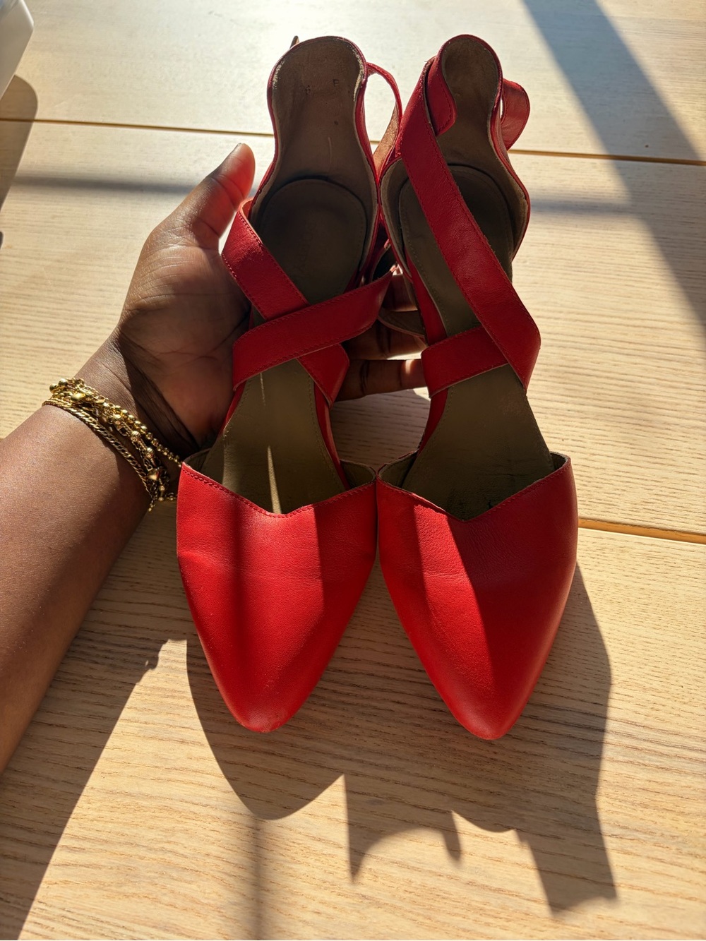 Poppy Barley Red Pointed-Toe Crisscross Heels